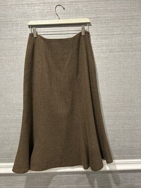 Ralph Lauren Brown Herringbone A-Line Skirt